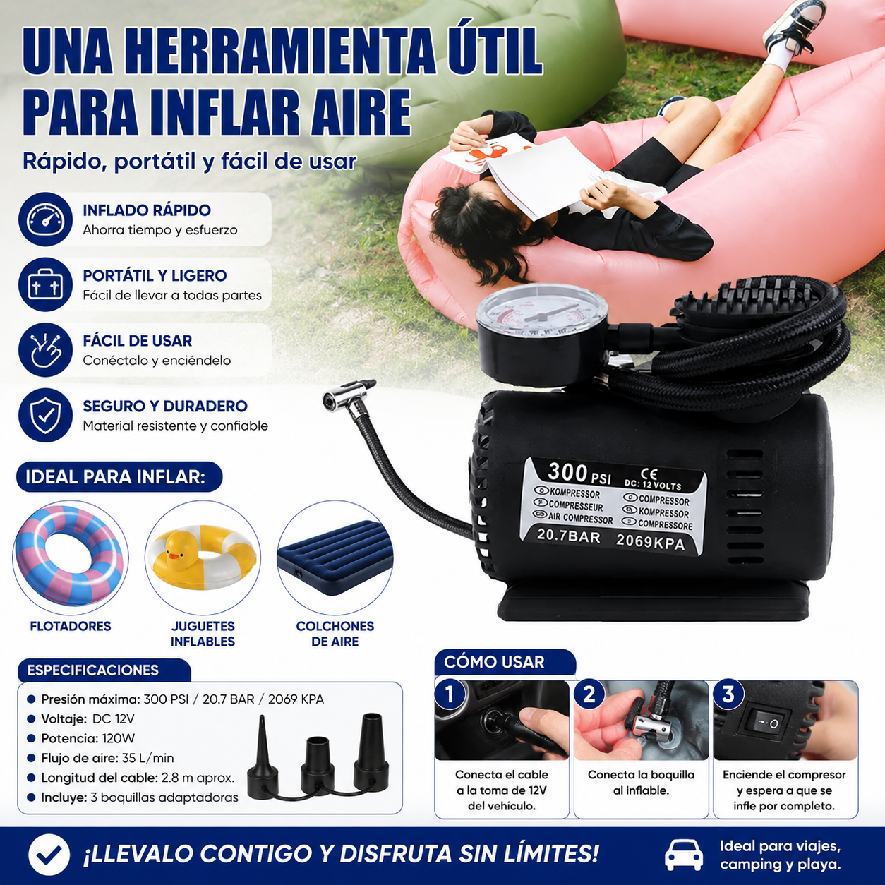 Mini Compresor Aire 12v